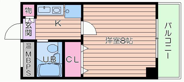 ゴックス南森町(1K/4階)の間取り写真