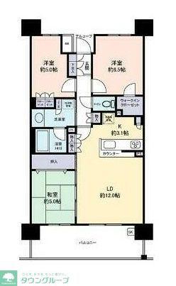 レーベン北千住ルミレイズタワー(3LDK/1階)の間取り写真