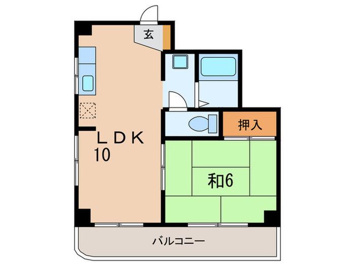 ハイツ大蔵(1LDK/2階)の間取り写真
