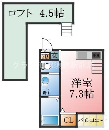 スムーノ垂水山手(ワンルーム/2階)の間取り写真