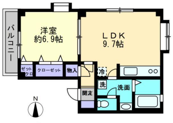 サングランディS(1LDK/1階)の間取り写真