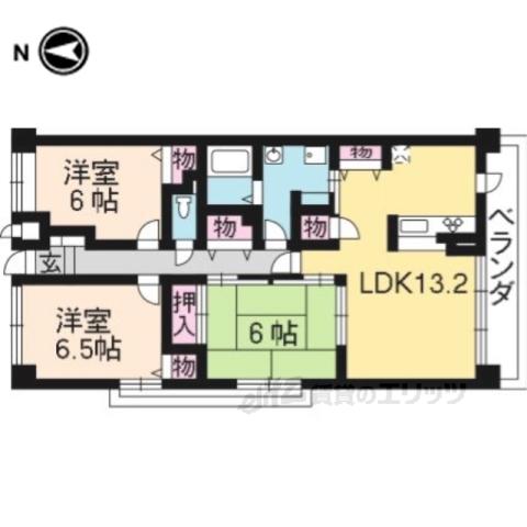 グランKSジオ(3LDK/2階)の間取り写真