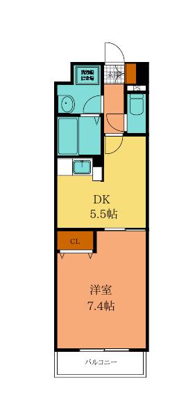 ベイプレイス小倉(1DK/2階)の間取り写真