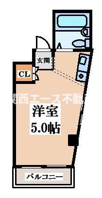 アールエス菱屋西(ワンルーム/3階)の間取り写真