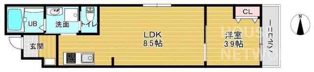 アドバンスコート四条堀川II(1LDK/3階)の間取り写真