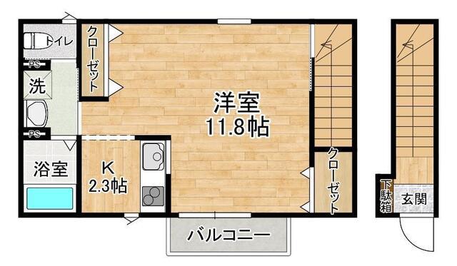 RAINBOW KAMIYOKOBA A(1K/2階)の間取り写真