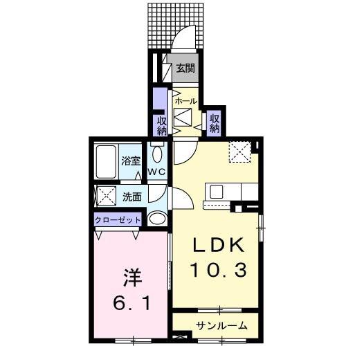 ヴィラルーチェA(1LDK/1階)の間取り写真