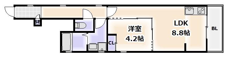 COCO ABENO(1LDK/1階)の間取り写真