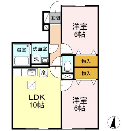 サンモール浜館(2LDK/1階)の間取り写真