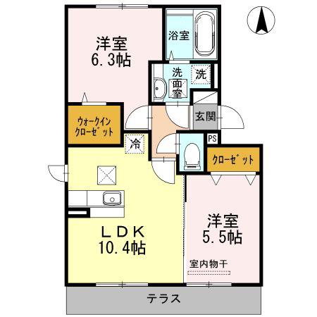 イール・ニード(2LDK/1階)の間取り写真
