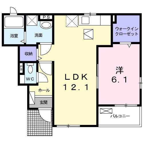 ウェスタ(1LDK/1階)の間取り写真