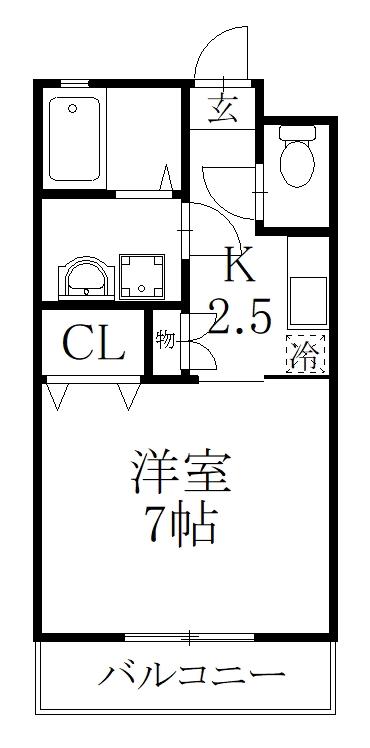 ラフィーネ(1K/1階)の間取り写真