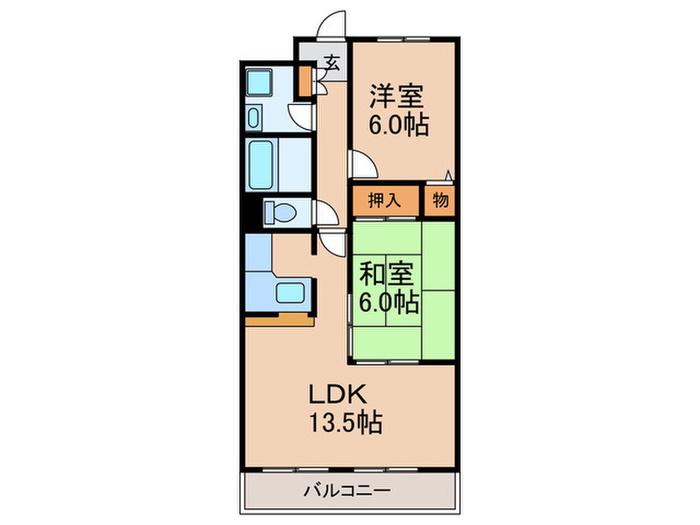 エクシアパーム弐番館(2LDK/7階)の間取り写真
