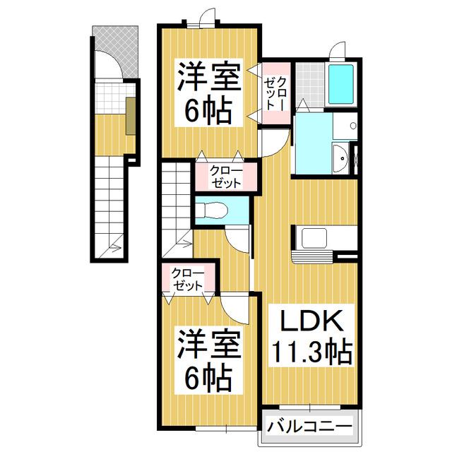 パルティール(2LDK/2階)の間取り写真