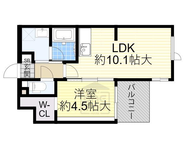 アーバングランデ吹田(1LDK/1階)の間取り写真