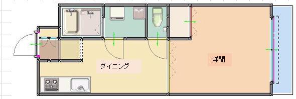 アメニティII(1DK/1階)の間取り写真