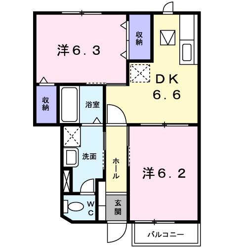 グリーンビレッジ(2DK/1階)の間取り写真