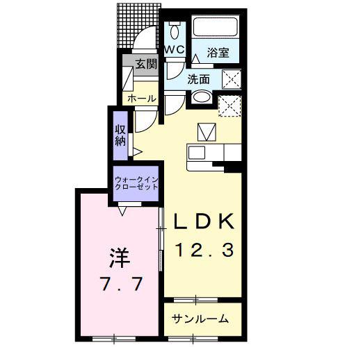 宮久保4丁目アパートIII(1LDK/1階)の間取り写真