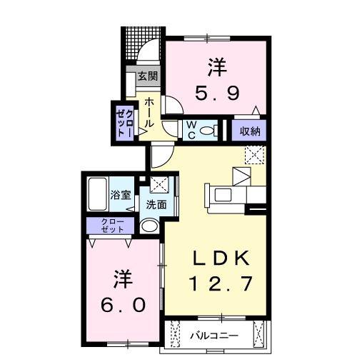 東武伊勢崎線 谷塚駅 徒歩15分 2階建 築18年(2LDK/1階)の間取り写真
