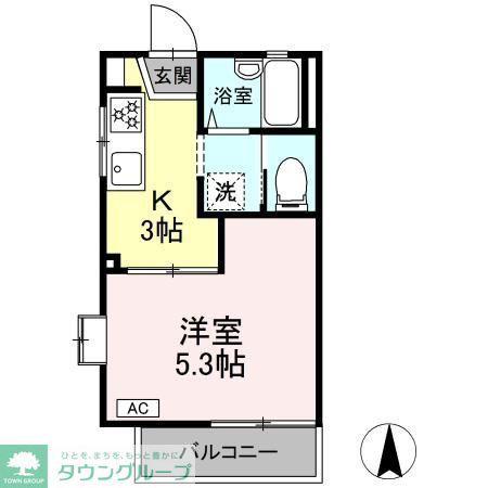 サンクレストせど(1K/2階)の間取り写真