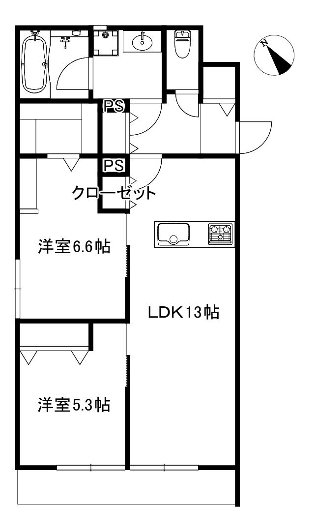 グランミッシェル(2LDK/1階)の間取り写真