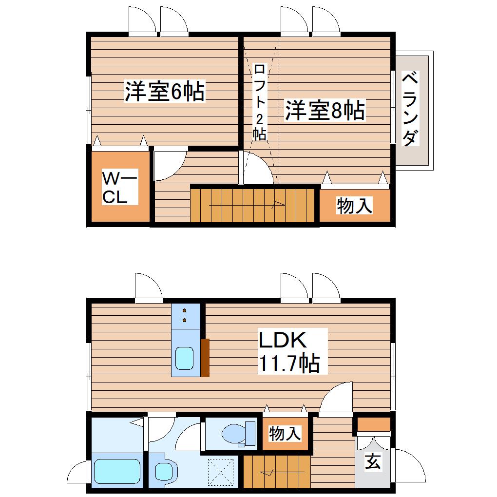 ヒバリ―ヒルズIII(2LDK/1階)の間取り写真