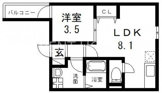 BADGE NAGASE(1LDK/3階)の間取り写真
