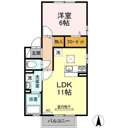 コンフォール辻町(1LDK/1階)の間取り写真