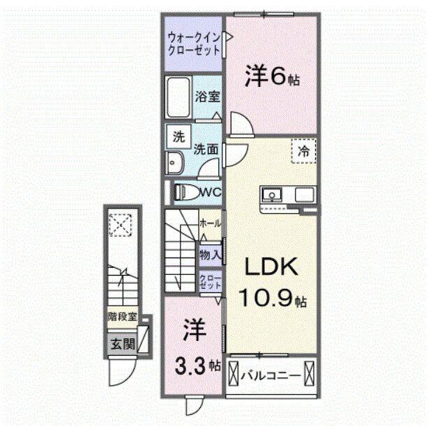 スカイチェリー(2LDK/2階)の間取り写真