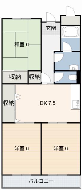 リプルイワツキ(3DK/2階)の間取り写真