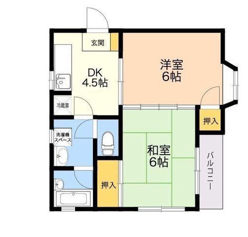 プロスパ6(2DK/1階)の間取り写真