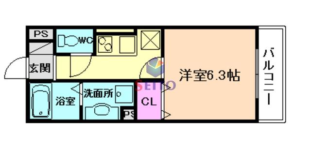 パークサイドメゾン新梅田(1K/3階)の間取り写真