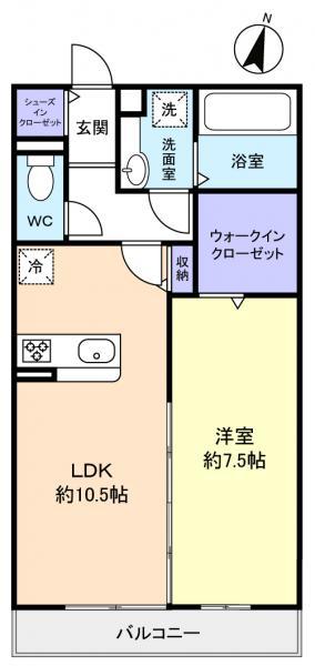 クロスレンジJ(1LDK/3階)の間取り写真