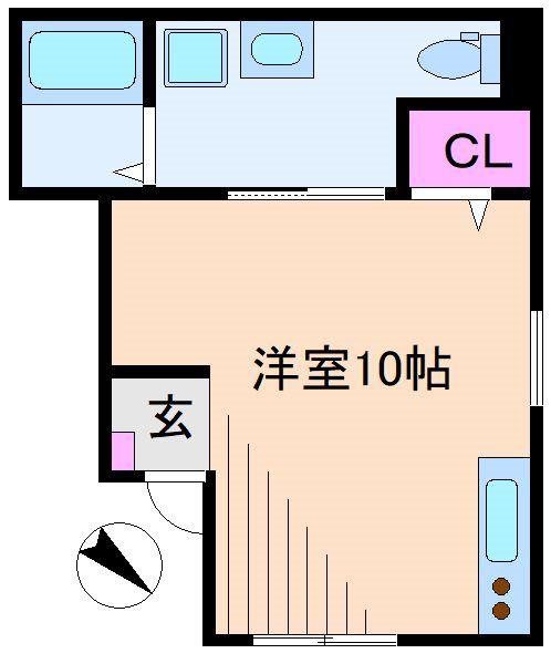 AUNレジデンス武蔵中原(ワンルーム/3階)の間取り写真