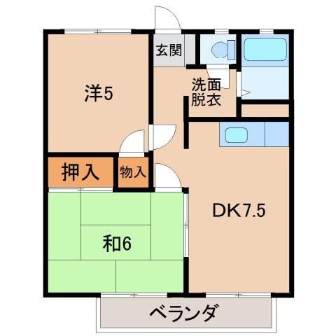 メゾン北澤(2DK/3階)の間取り写真