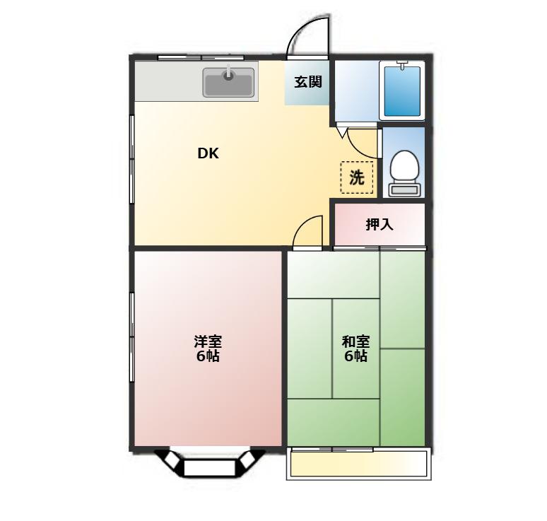 若命ハイツ(2DK/2階)の間取り写真