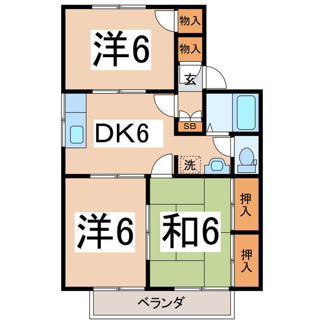 グランドールパレス B(3DK/1階)の間取り写真