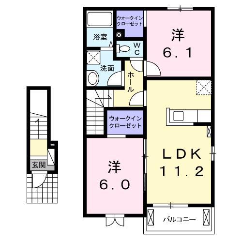 グランツA 203(2LDK/2階)の間取り写真