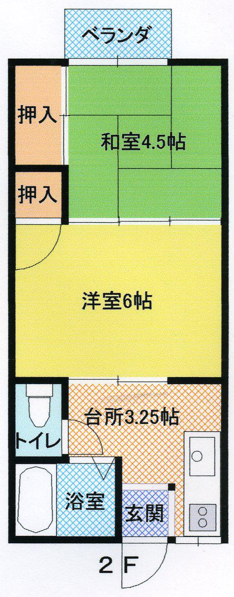 メゾンリバーサイド(2K/2階)の間取り写真