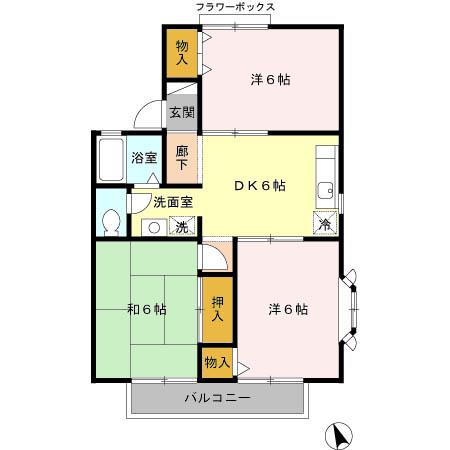 横浜ハウス(3DK/2階)の間取り写真