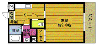 パステル六番館(1K/2階)の間取り写真
