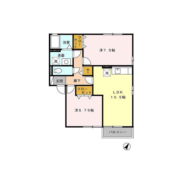 D-ROOM グランシャリオ(2LDK/1階)の間取り写真