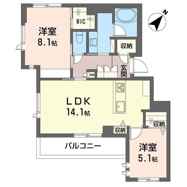 プリムローズハウス(2LDK/2階)の間取り写真