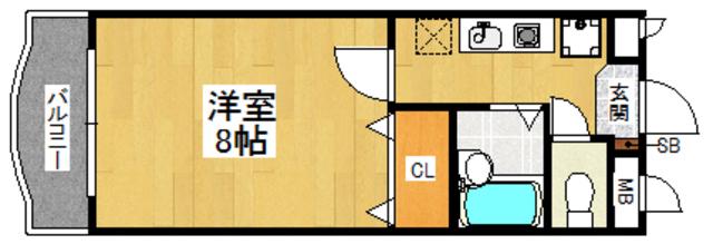 リバティ参番館(1K/8階)の間取り写真