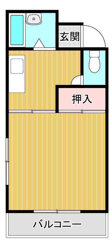 オレンジI(1K/2階)の間取り写真