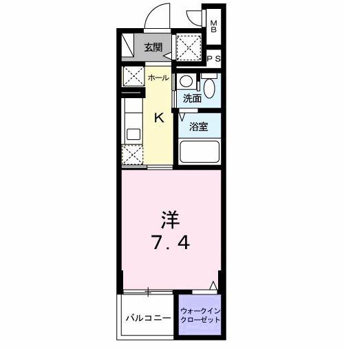 オークヴィラ(1K/4階)の間取り写真