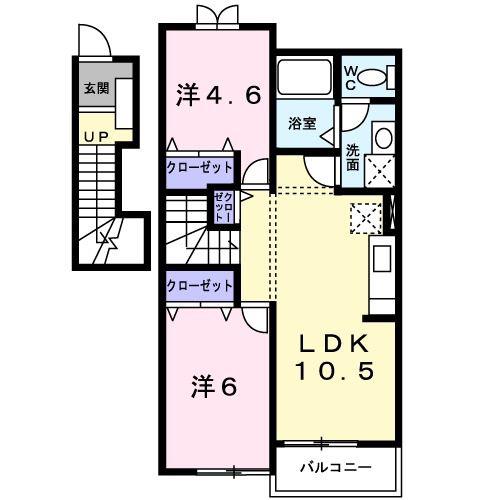 サニ-・エクセレントA(2LDK/2階)の間取り写真