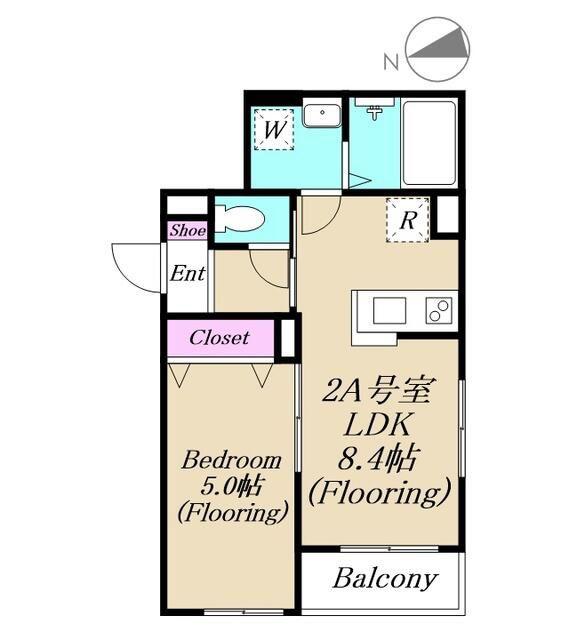 ルミエール川崎新町(1LDK/2階)の間取り写真