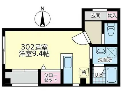 眞喜ビル(ワンルーム/3階)の間取り写真