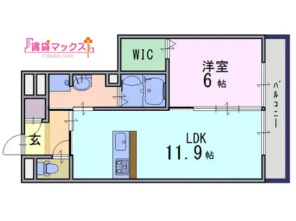 アスティオン神宮 A棟(1LDK/2階)の間取り写真